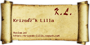 Krizsák Lilla névjegykártya